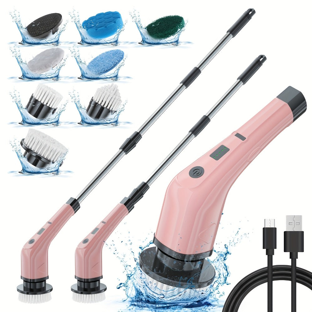 Telescopic Electric Cleaning Brush with Long Handle, 7-in-1 & 14-in-1 Multifunctional Power Scrubber Kit