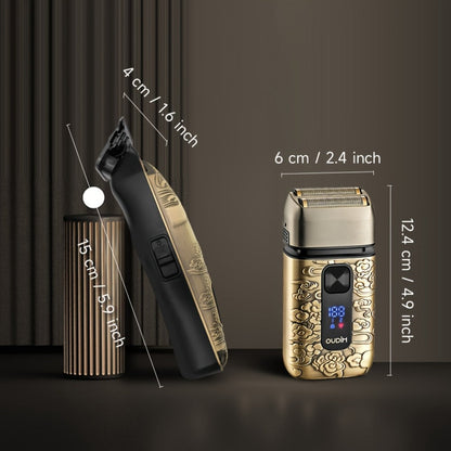 Cordless Electric Foil Shaver Grooming Kit for Men with Barber Shears Beard Mustache Trimmer Bald Head Razor Haircutting Set Father's Day