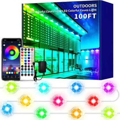 RGB Eave String Light Kit from 50ft to 400ft with Plug-In Adapter, App and Handheld Remote