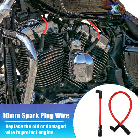 Harley Davidson Spark Plug Wire Kit 10.4mm 10mm for Dyna FXD 2000-2017 Softail 1999-2017 – Red Silicone 90-Degree Pre-Crimped Motorcycle