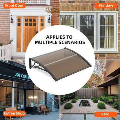 Polycarbonate Window Awning Door Canopy - UV Rain Snow Sun Protection Overhang for Doorways, Patio & Windows