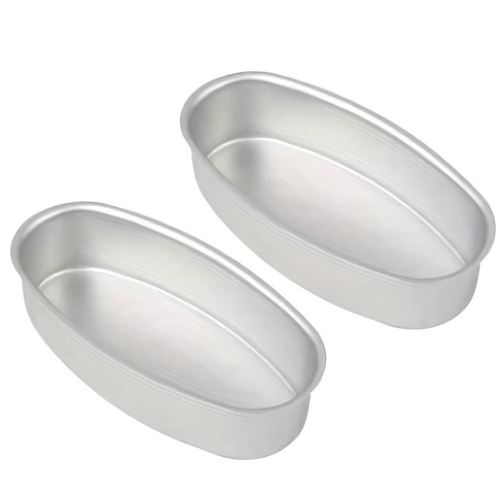 Nonstick Oval Cheese Bread Pan Set of 2, Aluminum Baking Pan for Bread, Cake and Meat, Oven Safe Loaf Mold for Home and Bakery