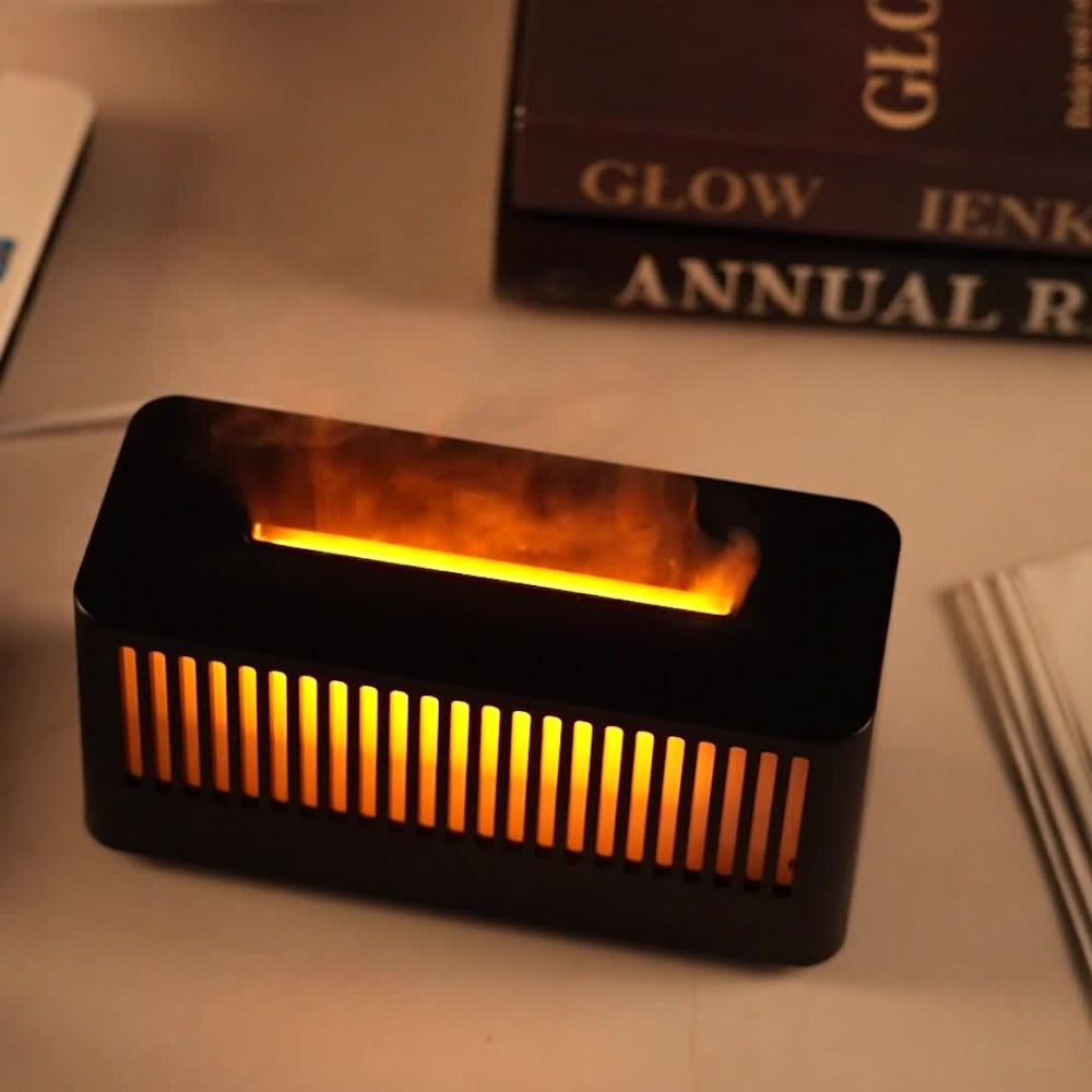 Humidifier Flame-Effect USB Diffuser with Seven LED Colors, Black or White, Single and Two-Pack Options