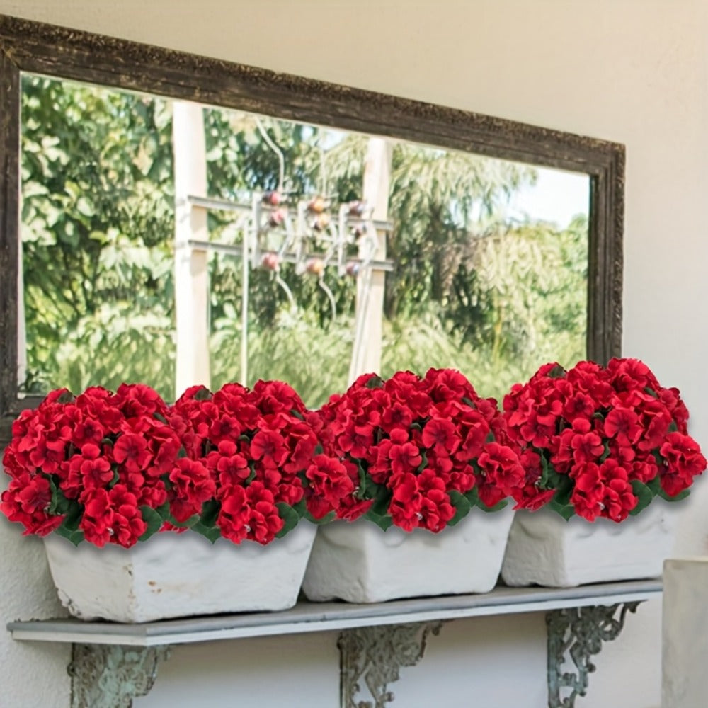 Artificial Flowers 13.77-Inch Geranium, Rose, Marigold or Hydrangea Styles in 8 and 16-Piece Options