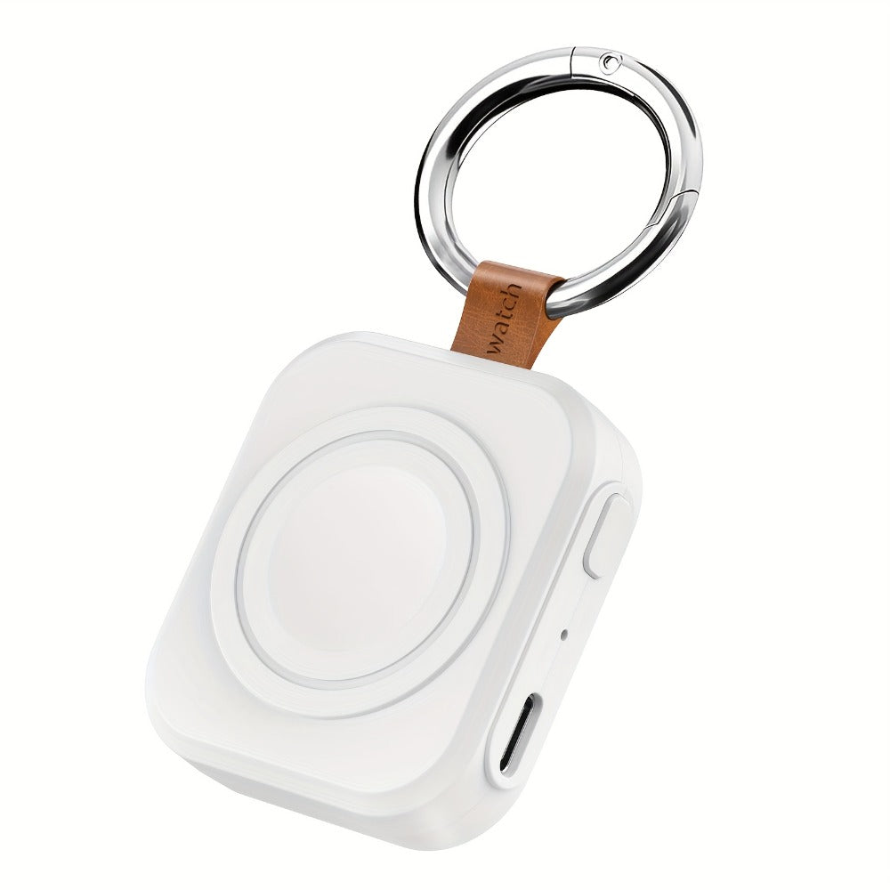 Portable Galaxy Watch-Compatible Charging Case with Keyring, Internal Ring Cradle and Black or White Housing