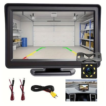Backup Camera Kit with 4.3 Inch Monitor – 8 LED HD Night Vision Reversing Camera | 1080p Wide Angle | USB Powered | for Car, Truck