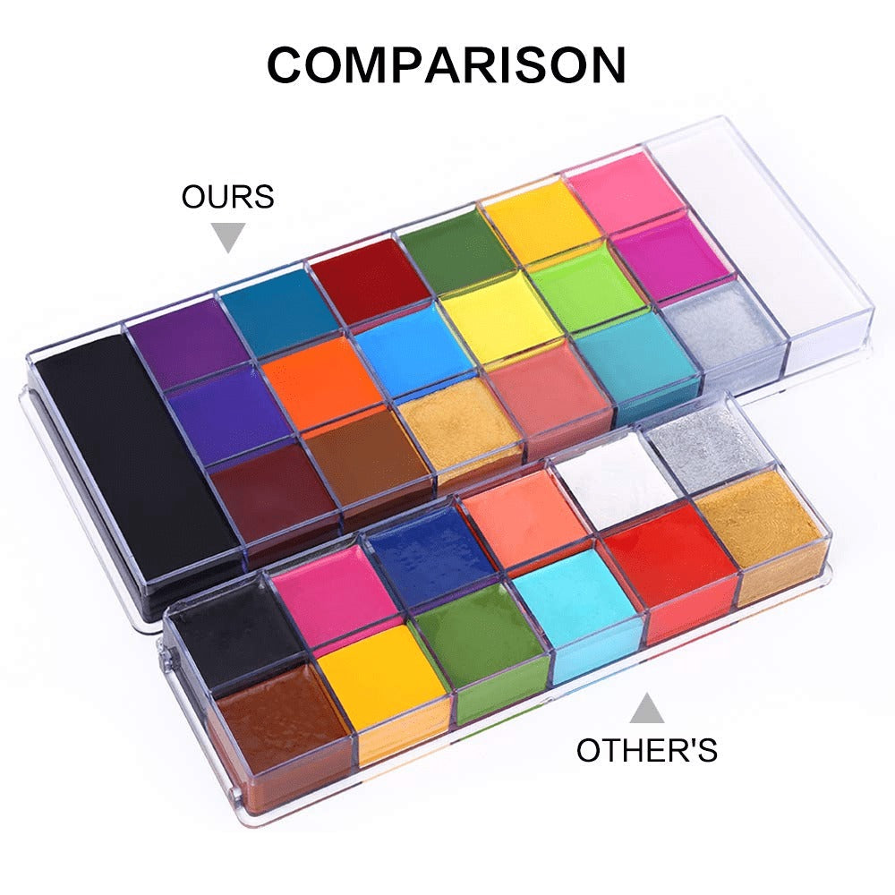 Oil-Based Face Body Paint Palette 20 Colors 168g – Halloween SFX Makeup Kit Black White Flash Tattoo Cosplay