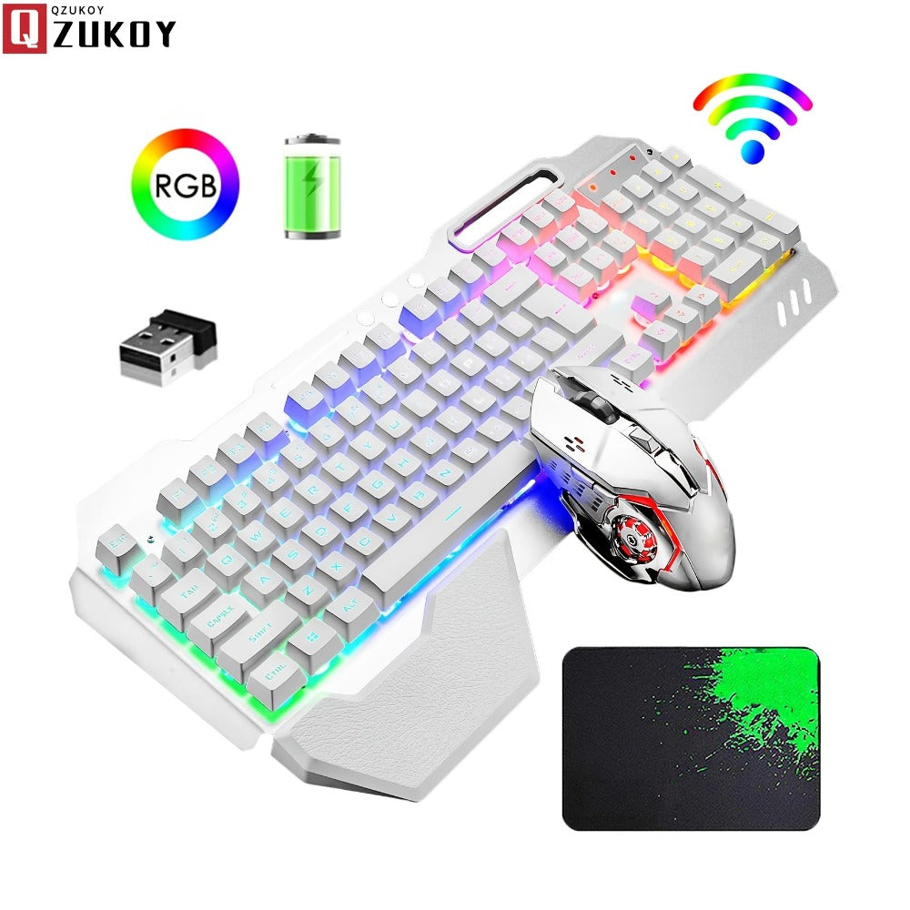 RGB Wireless Gaming Keyboard and Mouse Combo 2.4GHz Rechargeable Backlit Mechanical Feel Metal for an Everyday Personal Care Routine