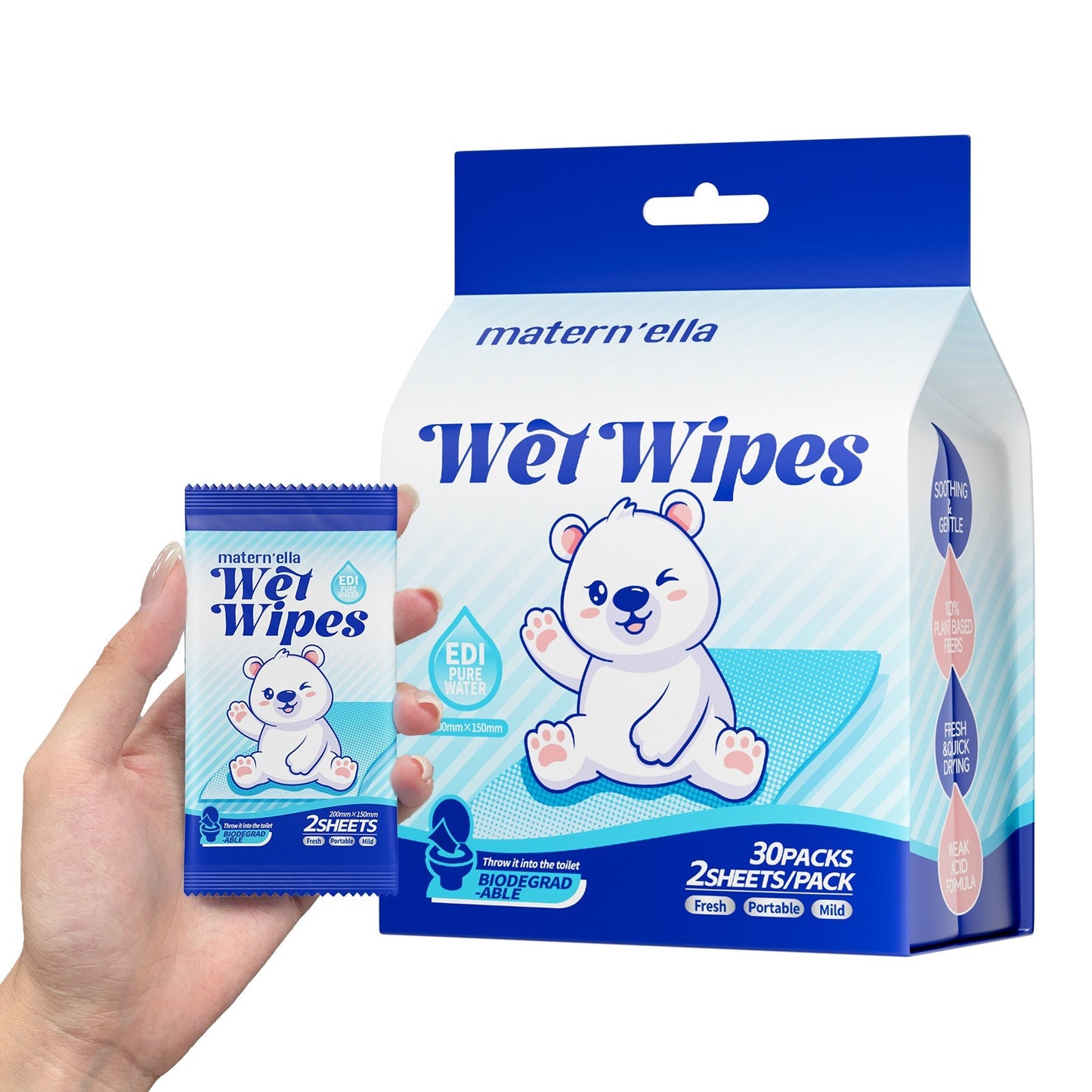 Flushable Wet Wipes with Probiotics, Plant-Based Fibers, Fragrance Free, Sewer Safe, & Thick Disposable Butt Wipes for Adults