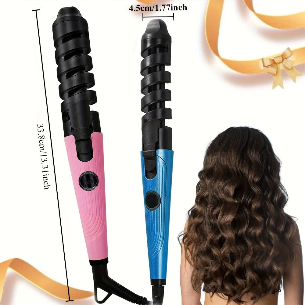 Spiral Curling Iron, Anti-Scald Fast Heating Curler for Long & Short Hair, Portable Rotating Barrel