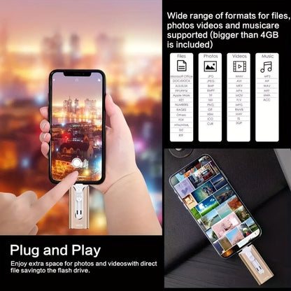 USB Flash Drive 4-in-1 USB 3.0 OTG Photo Drive with 128GB or 256GB Capacity, Four Connectors and Four Colors