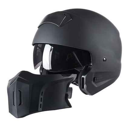 Motorcycle Helmet Convertible Full/Open-Face Shell with Detachable Mask, Smoked Shield, S-XL Sizes and Multiple Styles