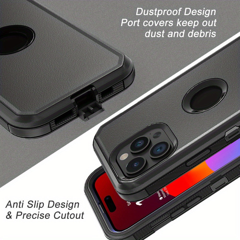 Phone Case Dual-Layer TPU and PC Hybrid Cover for iPhone 16 Plus in Black, Orange or Green