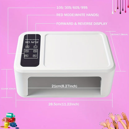 Sun-D5 Dual-Hand UV/LED Nail Lamp with 108-Bead Label, Removable Base, LCD and Four Timers