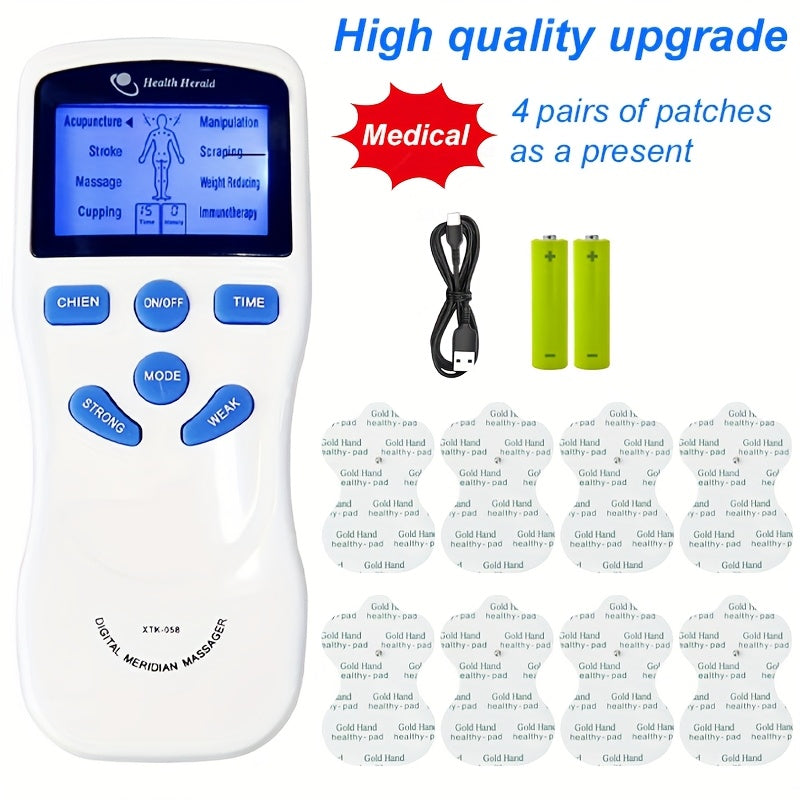 TENS EMS Dual Channel Stimulator Massager, 8 Electrodes for Back, Shoulder & Knee Pain, Recovery
