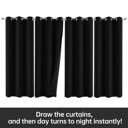 Blackout Curtains 4 Panels 100% Light Blocking Thermal Insulated Noise Reducing Grommet Window Curtains for Bedroom Living Room Balcony