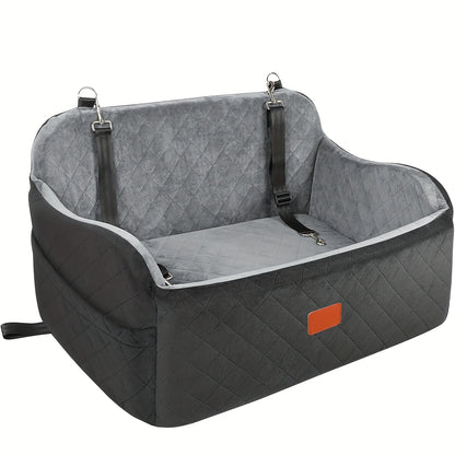 Dog Car Seat for Medium & Large Dogs | Memory Foam Pet Travel Car Bed with Seat Belt Pass-Through, Adjustable Straps