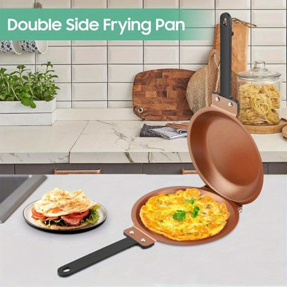 Reversible Non-Stick Pancake Skillet, Foldable Stainless Steel Flip Pan for Fluffy Pancakes, Omelettes & Frittatas