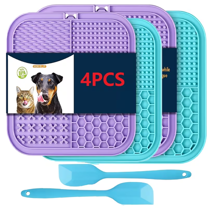 Licking Mat for Dogs and Cats with Suction Cup – Slow Feeder Boredom Buster Pad for Peanut Butter & Treats, Calming Bath & Grooming Aid