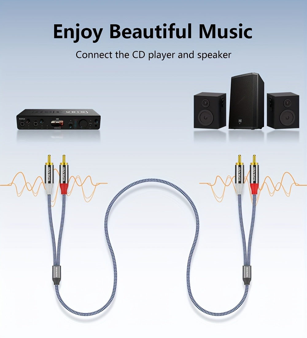 Gold-Plated 2RCA to 2RCA Stereo Audio Cable High-Fidelity Sound for Home Theater HDTV Gaming for an Everyday Personal Care Routine