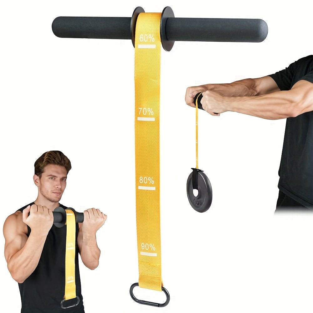 Fitness Equipment Black Wrist Roller Bar with Foam Grips Hanging Strap and Carabiner Attachment