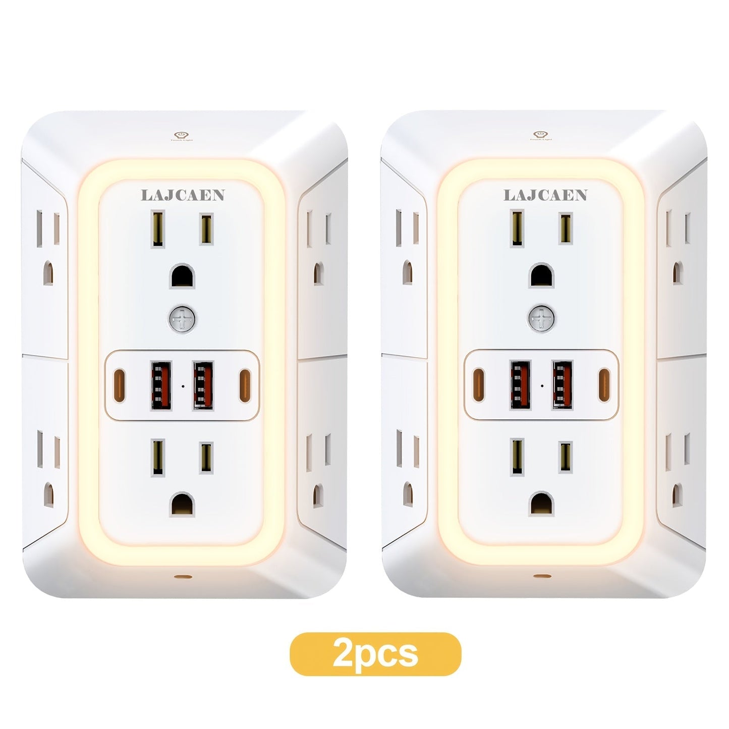 Outlet Splitter Wall Expander 10-in-1 with 6 AC Outlets 2 USB-A 2 USB-C Ports 3-Sided Plug for an Everyday Personal Care Routine