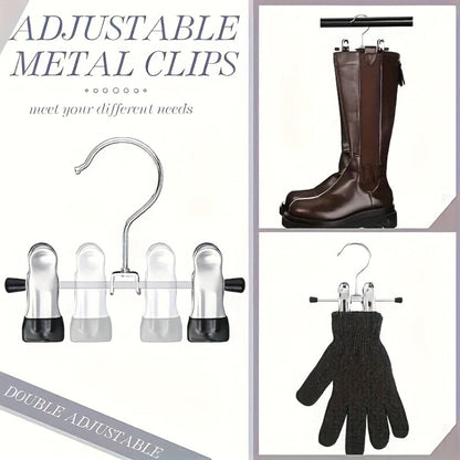 Metal Clamp Clothes Hangers, 10-Piece Set in White, Gray or Black with Twin Clips for Pants, Skirts or Boots