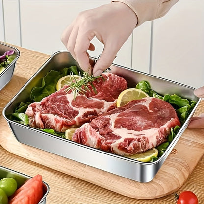Storage Containers with Lids, Five-Piece Stainless Steel Plate Set with Five Flip-Top Lids for Hand Washing