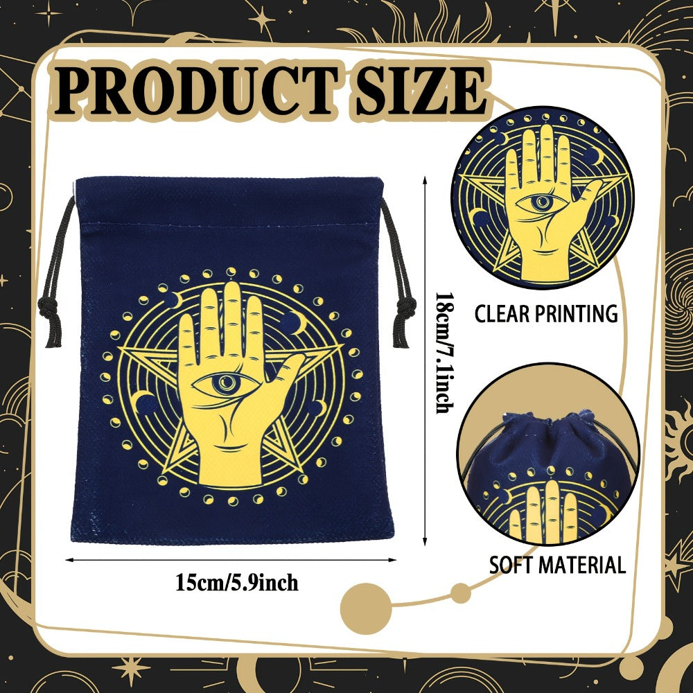 Velvet Tarot Card Bags 16 Pcs Mystical Drawstring Pouches 7.1x5.9 Inch – Dice Jewelry Storage Bag Set for Tarot Enthusiasts