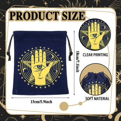 Velvet Tarot Card Bags 16 Pcs Mystical Drawstring Pouches 7.1x5.9 Inch – Dice Jewelry Storage Bag Set for Tarot Enthusiasts