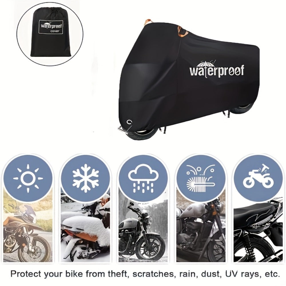 Motorcycle Cover Heavy Duty 210D – Waterproof, UV & Tear Resistant Motorbike Cover with Lock Holes | All-Weather Outdoor Protection