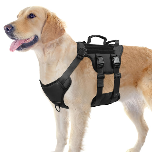Escape Proof Dog Harness Soft Padded Full Body Vest – Reflective Adjustable No-Pull Harness with Lift Handle & Leash Clip for Large Dogs