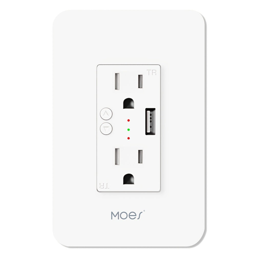 Smart WiFi Wall Outlet with 2 AC Outlets & USB Charging Port, Works with Alexa & Google Home, App Remote Control