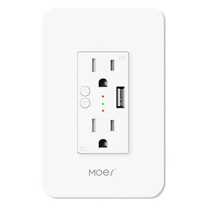 Smart WiFi Wall Outlet with 2 AC Outlets & USB Charging Port, Works with Alexa & Google Home, App Remote Control