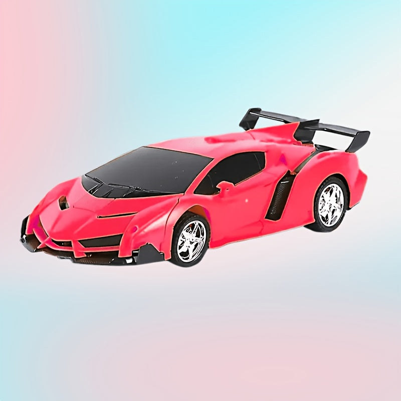 Remote Control Car, 1:18 Transforming Robot Model with One-Button Change, LED Lights, 360° Drift and Four Colors