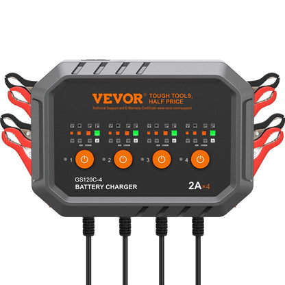 Smart Battery Charger 8A VEVOR Intelligent Charger & Maintainer for LiFePO4, AGM, Gel, SLA & Lead-Acid Batteries