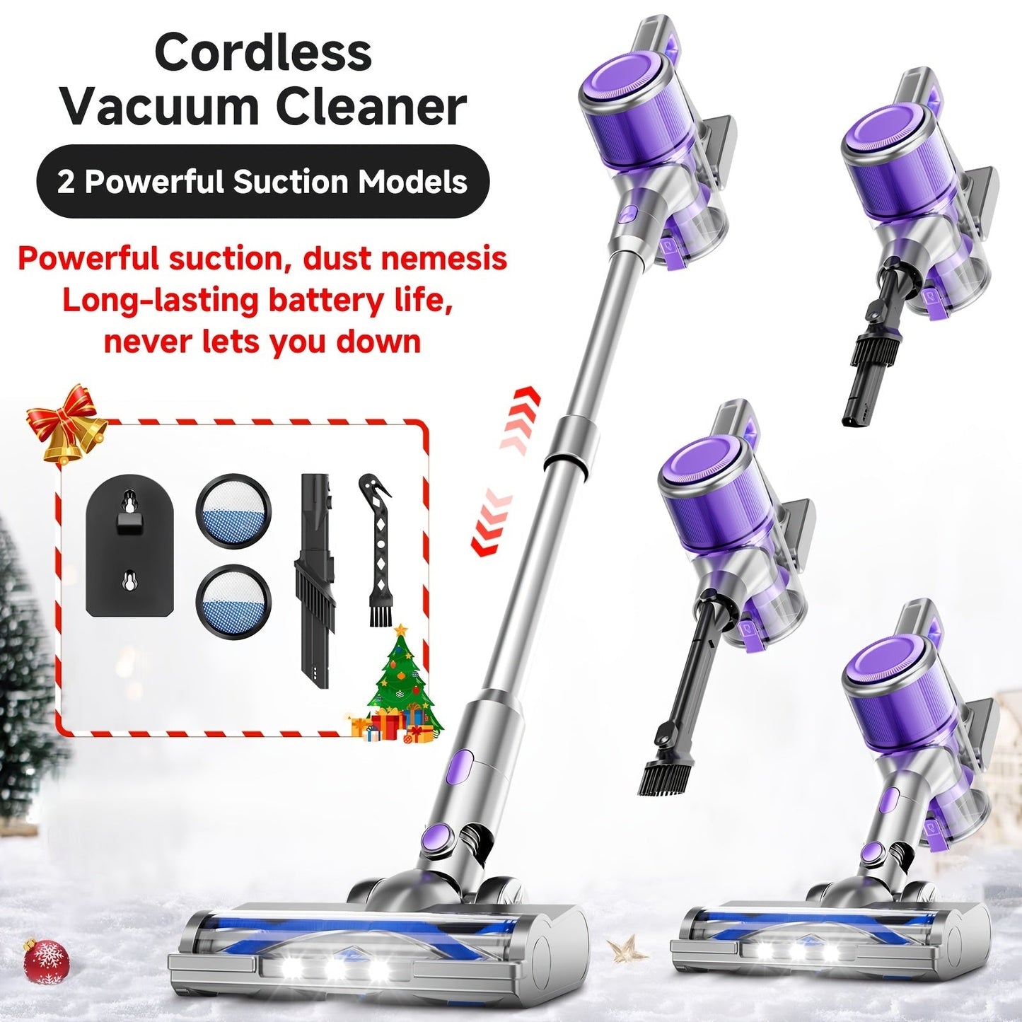 Cordless Stick Vacuum Cleaner 70KPa Brushless Motor 45-Min Runtime for Pet Hair Carpet Hard Floor Dust with Cord & Cordless Modes