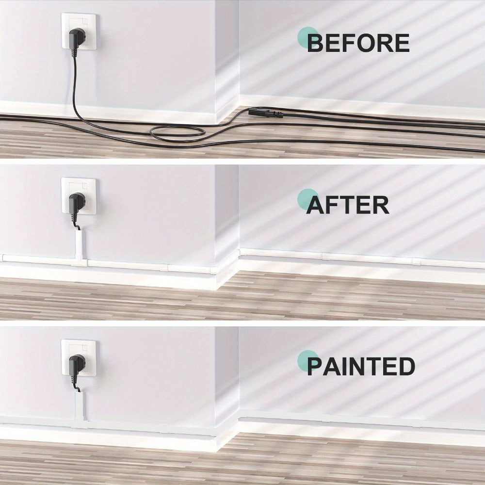 Wire Hider for Wall 15-Pack, 236 Inch No-Drill Paintable PVC Cord Cover, Conceals 3-4 Wires