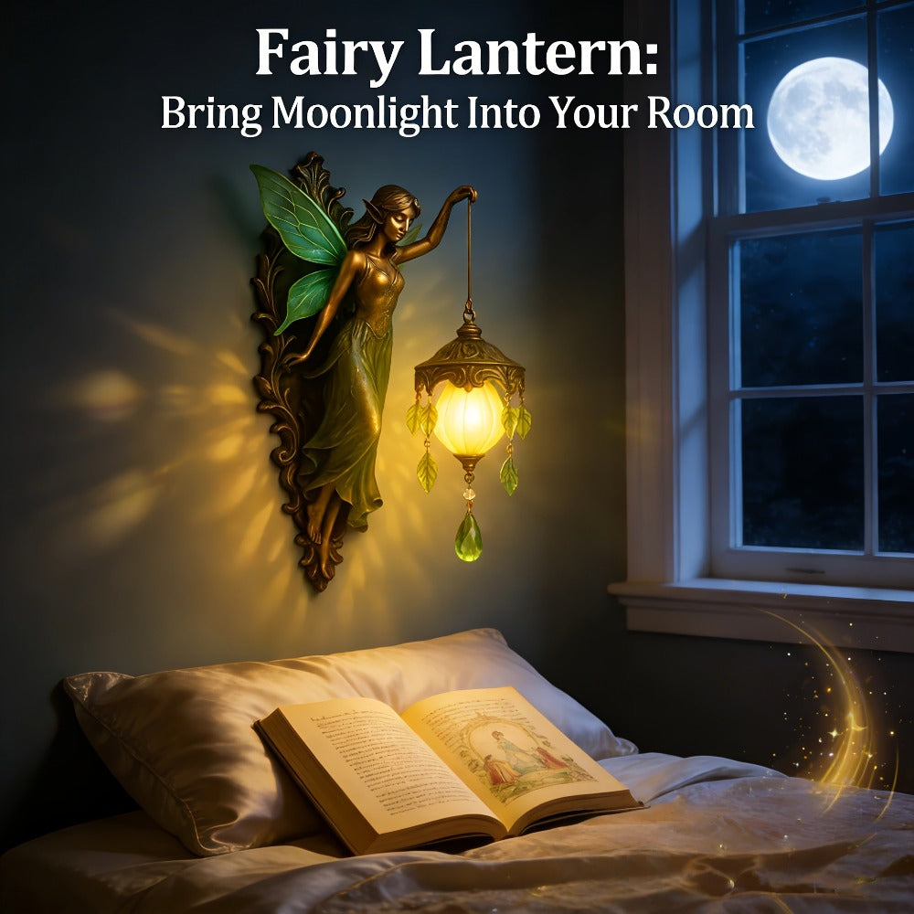 Fairy Statue Wall Decor 9.84in Fantasy Forest Fairy Sculpture, Carved Green Leaf Art Wall Hanging Ornament for Bedroom Living Room