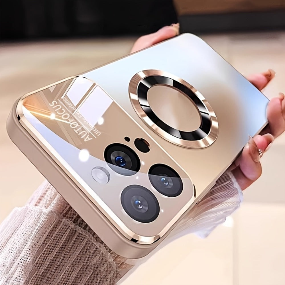 Phone Case Matte Titanium-Finish Cover with Built-In Glass Lens Protector for Select iPhone Models