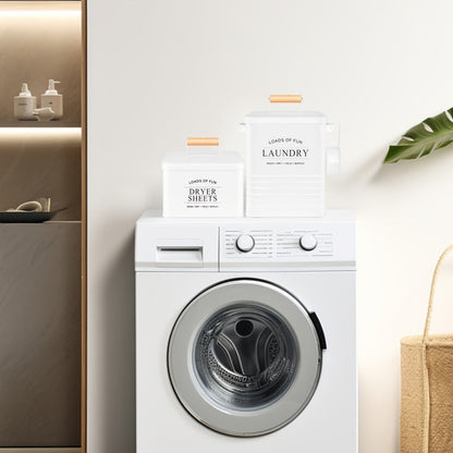 Laundry Pod Container & Dryer Sheet Holder Set with Scoop, Metal Farmhouse Laundry Room Organizer