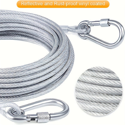 Stainless Steel Dog Leash Reflective Rust-Resistant Heavy Duty Cable Tie-Out for Medium Large Dogs Outdoor Yard Camping 3XL 4XL