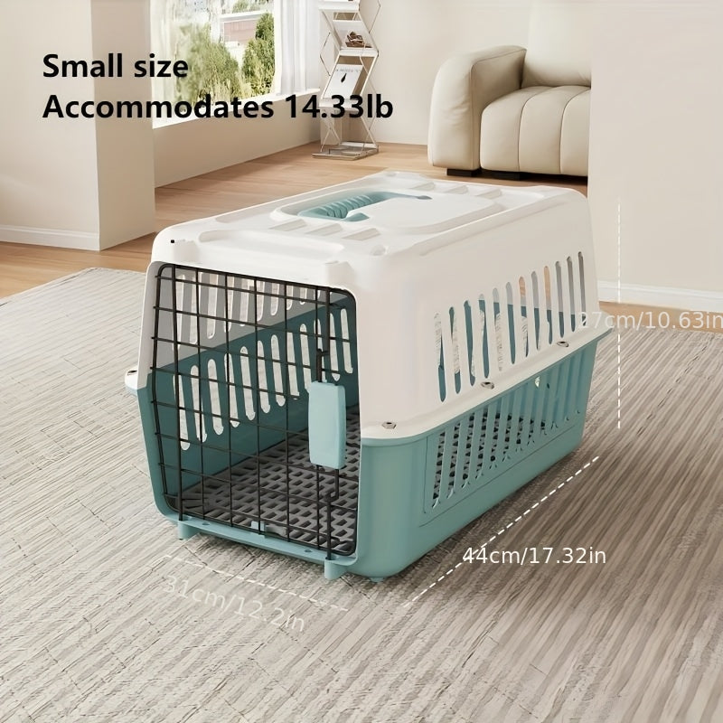 Hard-Shell Pet Carrier Crate with Front Grid Door, Side Ventilation and Standard or XL Sizes in Three Colors
