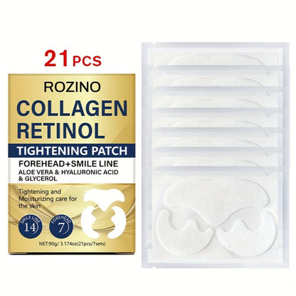 Anti-Wrinkle Face Patches 21pcs with Collagen Retinol Hyaluronic Acid & Aloe Vera – Forehead Smile Line Nasolabial Fold Overnight Skin