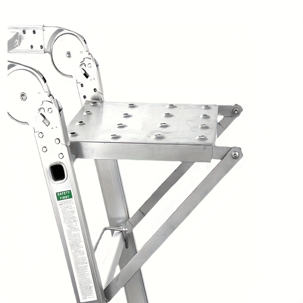 Ladder Platform Scaffold Board Work Tray Retractable Workstation Tool Tray Attachment for Extension Ladders Easy Install Silver