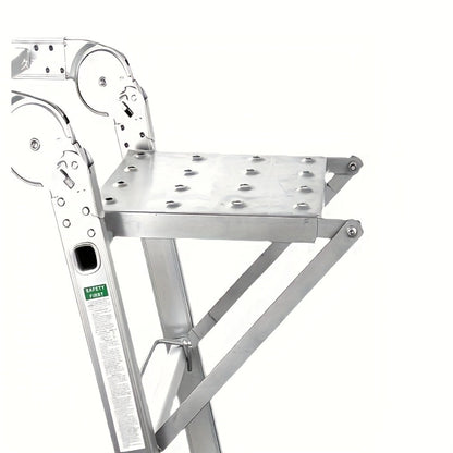 Ladder Platform Scaffold Board Work Tray Retractable Workstation Tool Tray Attachment for Extension Ladders Easy Install Silver