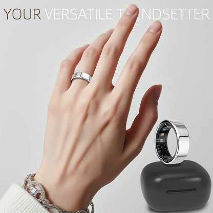 Smart Ring with Health Tracking & Charging Case – Step Count Calorie & Sleep Monitor | Long Battery | iOS & Android | Sizes #7–13 | Black
