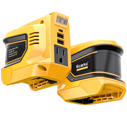 Battery Inverter for Dewalt 20V & 18V - 200W/350W/550W DC to AC 110V, USB, Type-C & AC Outlet, LED Work Light