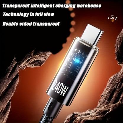 240W USB-A to USB-C Fast Charging Cable Digital Display, Super Fast Charger Cord Compatible with iPhone 15 16