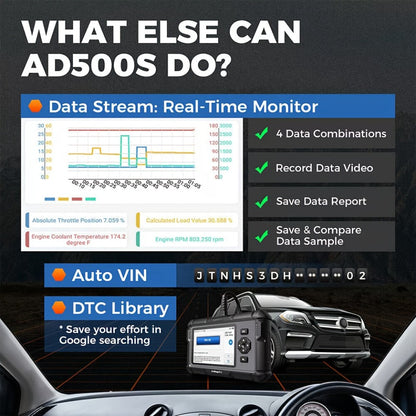 OBD2 Scanner with ABS SRS Engine Transmission Diagnostics 5 Reset Services Oil BMS DPF Throttle – TOPDON AD500S WiFi 5-Inch Touchscreen 90+